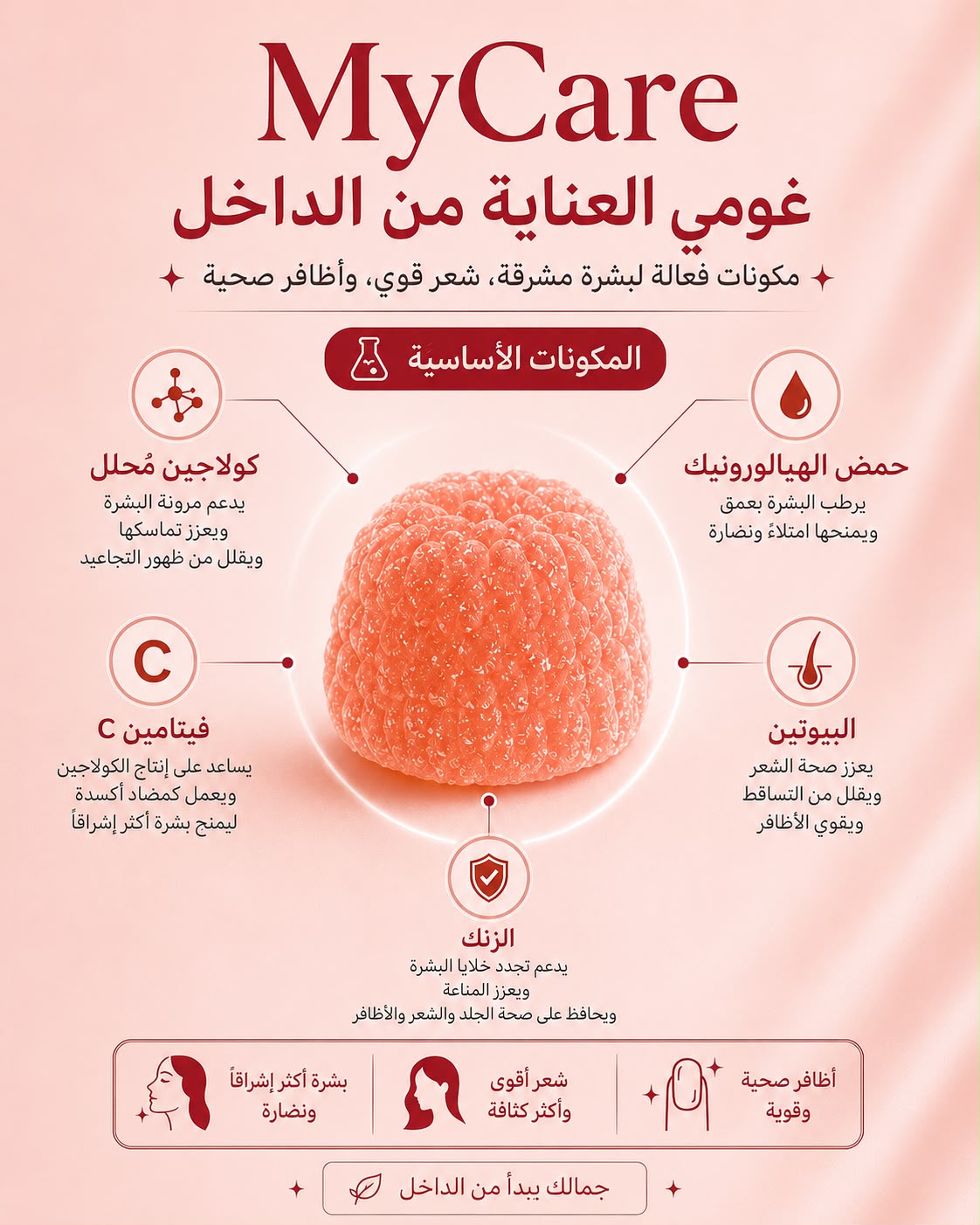علكات الكولاجين لبشرة مشرقة، شعر قوي وأظافر صحية